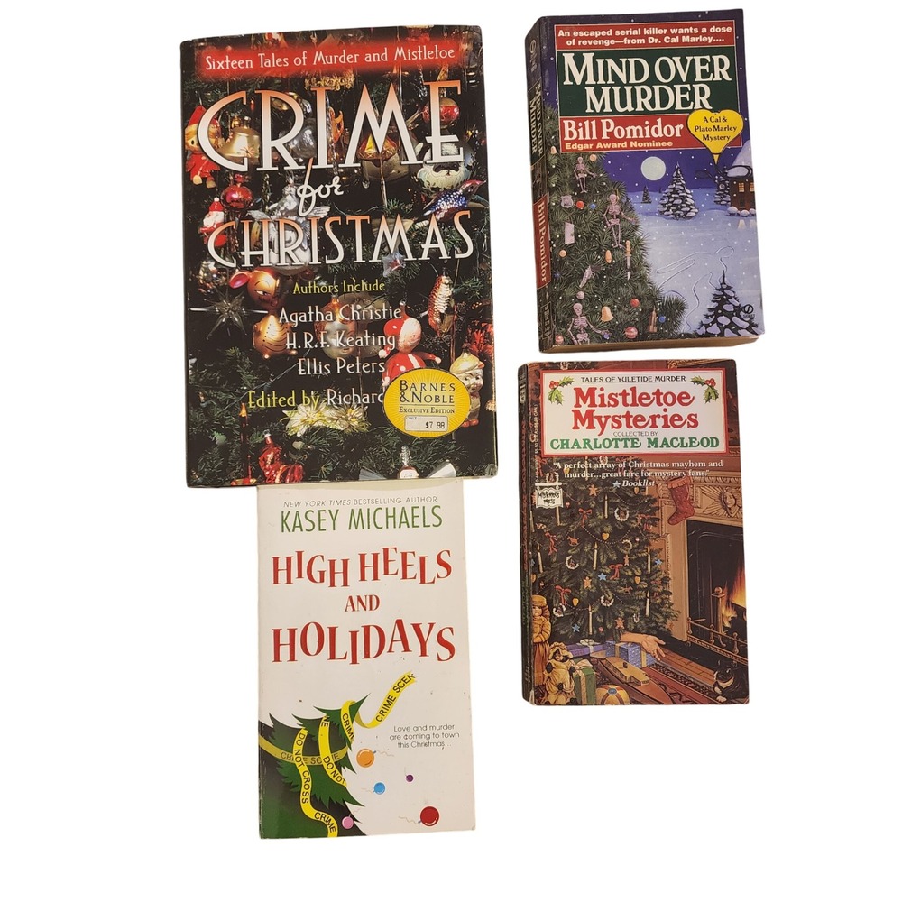 Christmas Mystery Book Lot of 4: Crime, High Heels, Mistletoe, Mind Over Murder - Picture 1 of 6